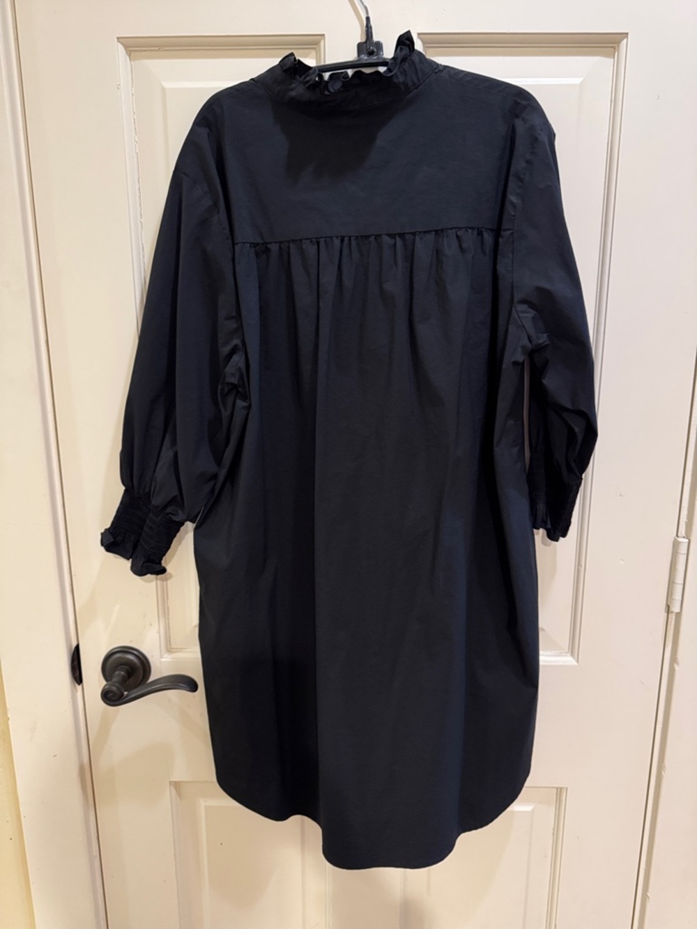 Black Ruffled Collar Tunic Dress - Picture 4 of 5